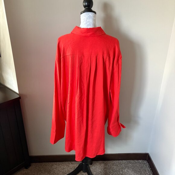 Alice and Olivia Linen Long Sleeve Tunic Top Chili Red Womens Size Xlarge NWT - Picture 4 of 5